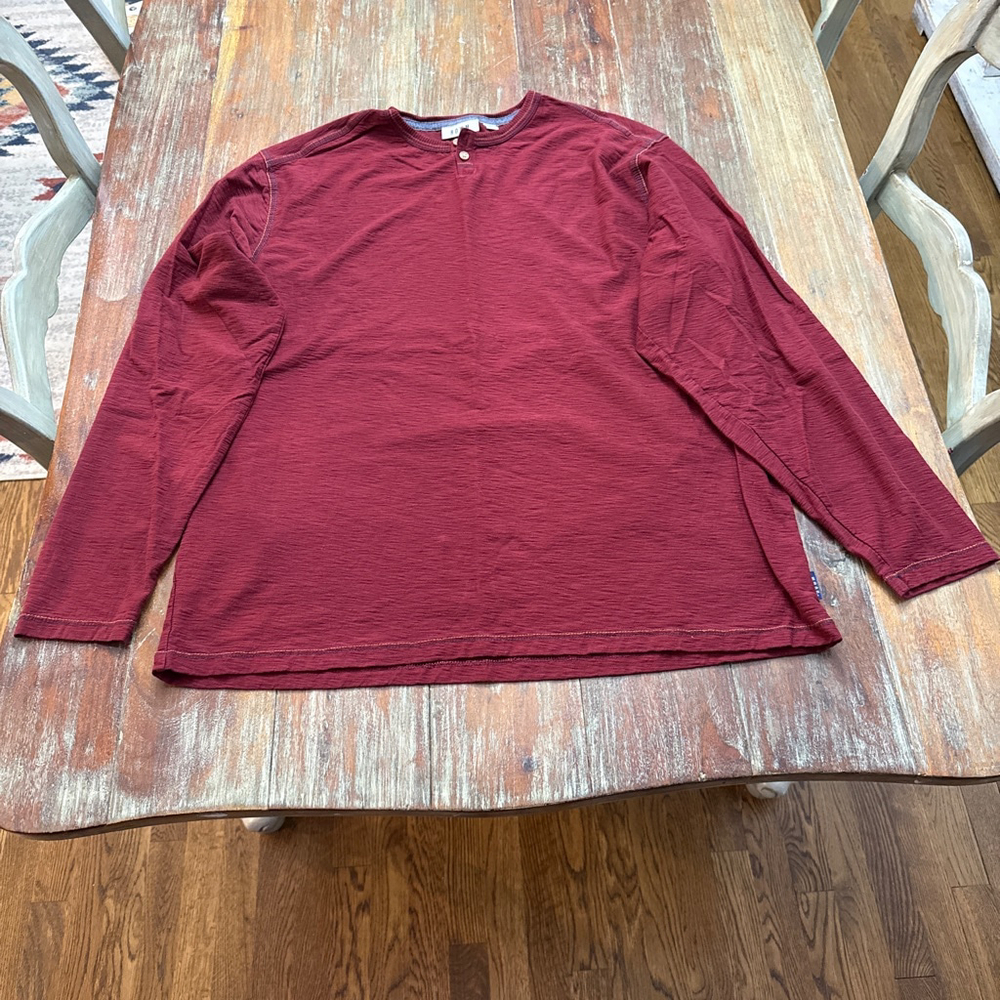 ROWM Dark Red Long Sleeve Henley Tee XL